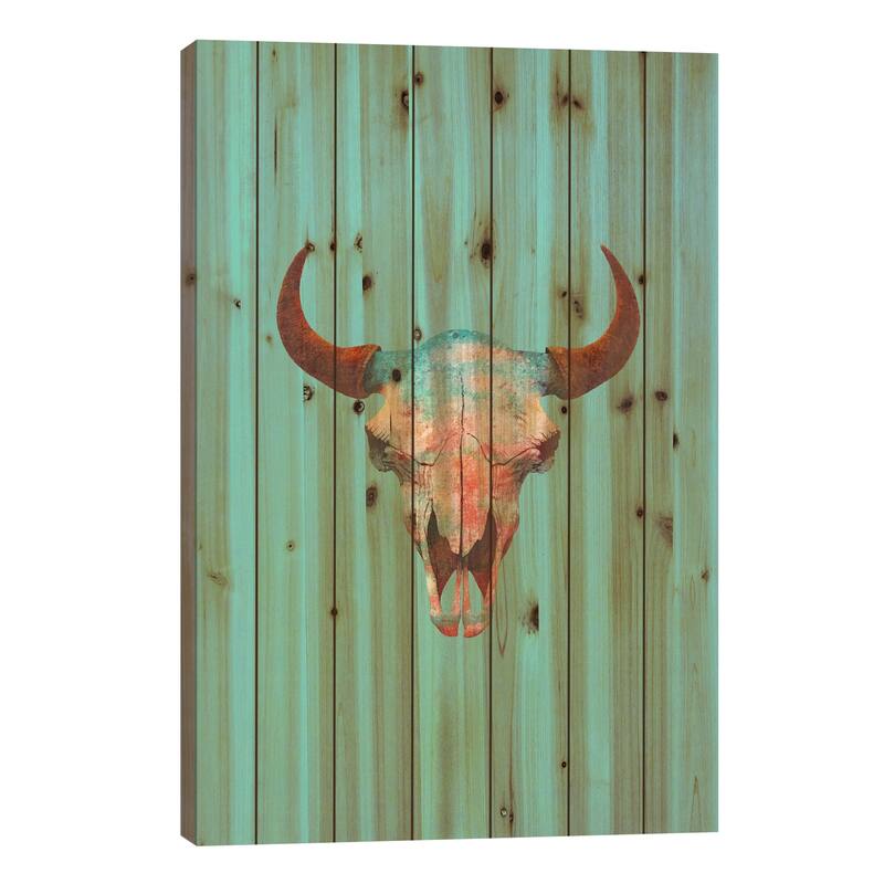 Turquoise Sky Portrait Print On Wood by Terry Fan - Multi-Color - 26x18x1.5