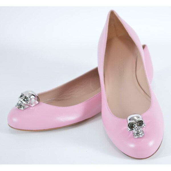 Alexander McQueen Pink Leather SKULL Hardware Ballet Flats Shoes. Opens flyout.