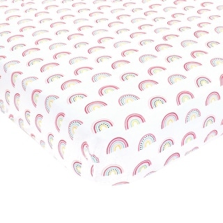 Hudson Baby Infant Girl Cotton Fitted Crib Sheet, Modern Rainbow, One Size - Modern Rainbow - One Size