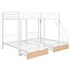 preview thumbnail 4 of 7, Full Over Twin & Twin Bunk Bed, Metal Triple Bunk Bed with Drawers and Guardrails, Black N/A