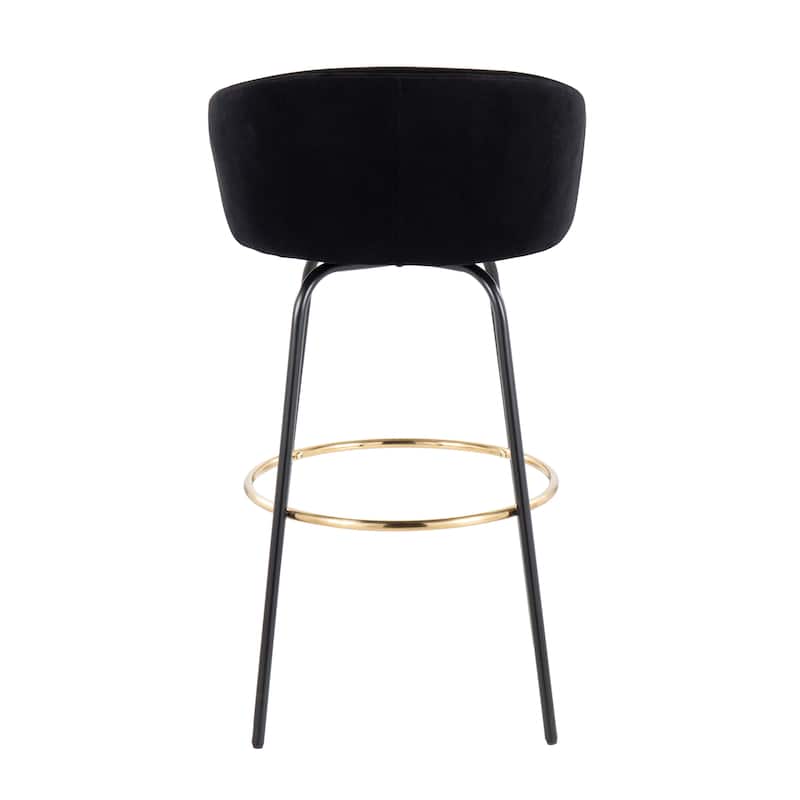Silver Orchid Battista 30" Fixed-Height Bar Stool with Black Metal Legs & Round Footrest (Set of 2)