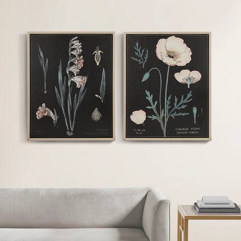 Martha Stewart Eventide Flourish Botanical Contrast Framed Linen Canvas 2 Piece Set