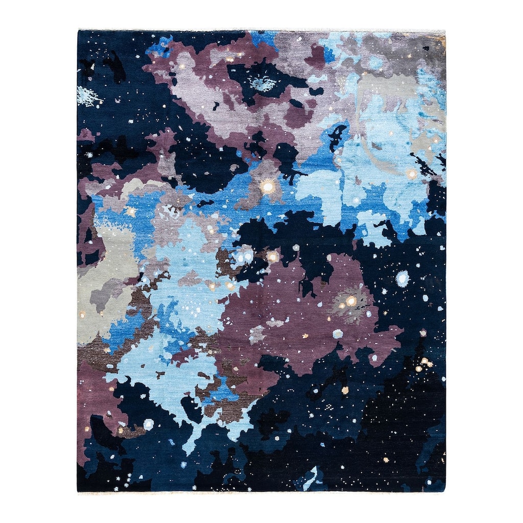 Ikat One-of-a-Kind Hand-Knotted Area Rug - Black, 8' 2" x 10' 2" - 8' 2" x 10' 2"