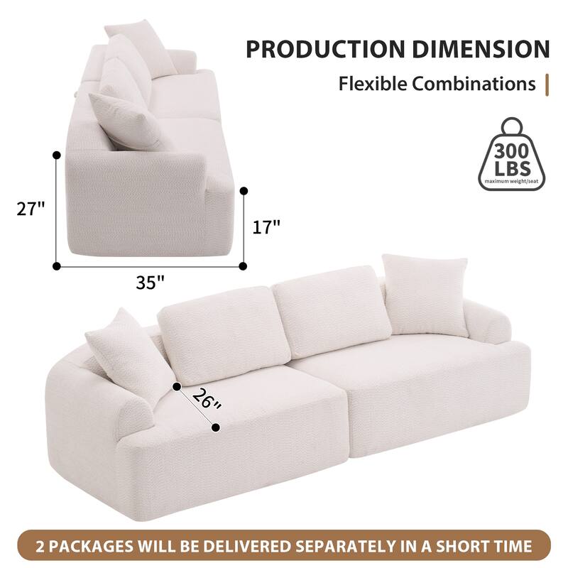 103.15" Fabric Classic 4-Seater Sofa with 4 Pillows
