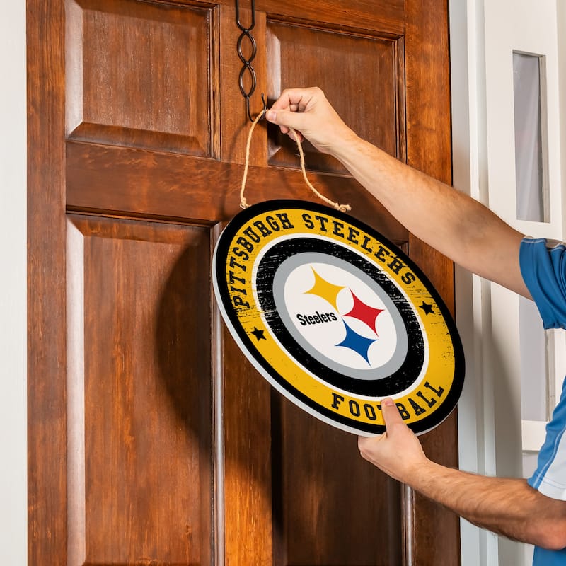 Pittsburgh Steelers Wooden Door Decor Wall Sign - Multi-Color