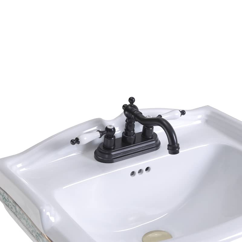 India Reserve White Ceramic Pedestal Sink Basin 23" W , Backsplash and Faucet Holes