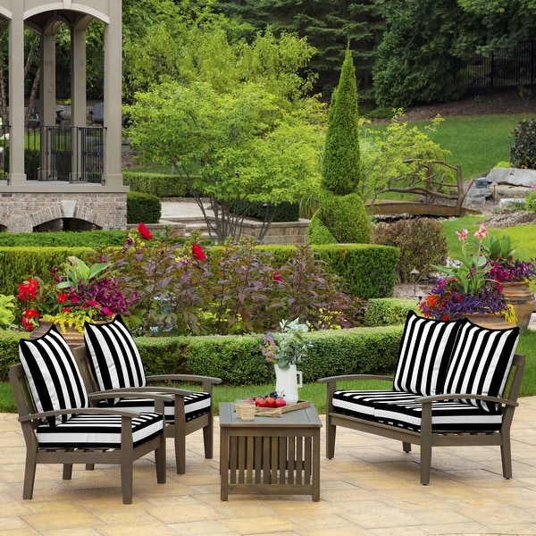 Arden Selections 24 inch Square Striped Deep Seat Outdoor Cushion Set On Sale Bed Bath Beyond 32332422