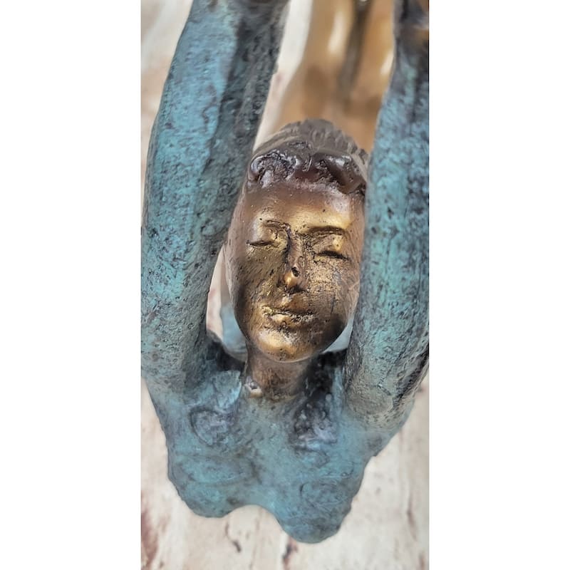 Athlete Gymnast Acrobat Girl Balancing Ball Bronze Statue Sculpture Figure 15 Inches X 11 Inches