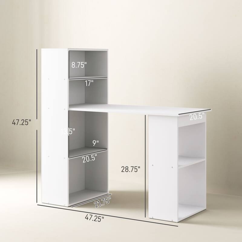 Computer Desk with Storage Shelves, Writing Desk Workstation