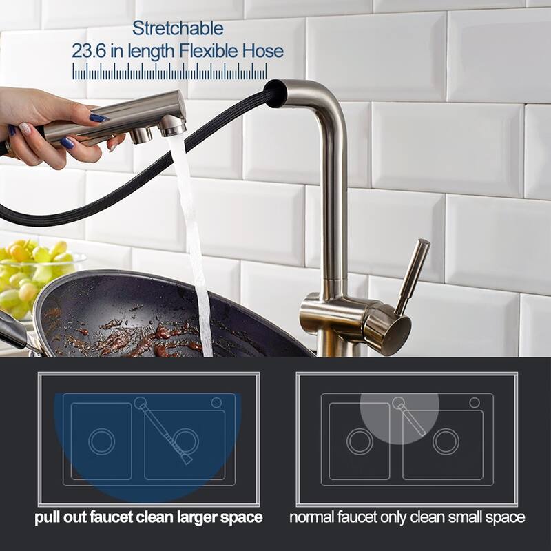 ALPHAUCET Single Handle Pull-Out Sprayer Kitchen Faucet