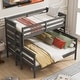 preview thumbnail 4 of 10, Grey Twin XL over Queen Bunk Bed with Detachable Design and Safety Features for Bedroom