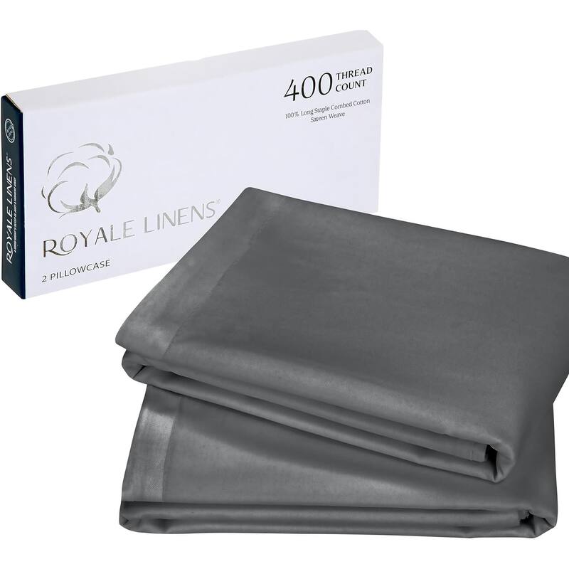 Royale Linens 400 Thread Count Cotton Pillowcase Set of 2