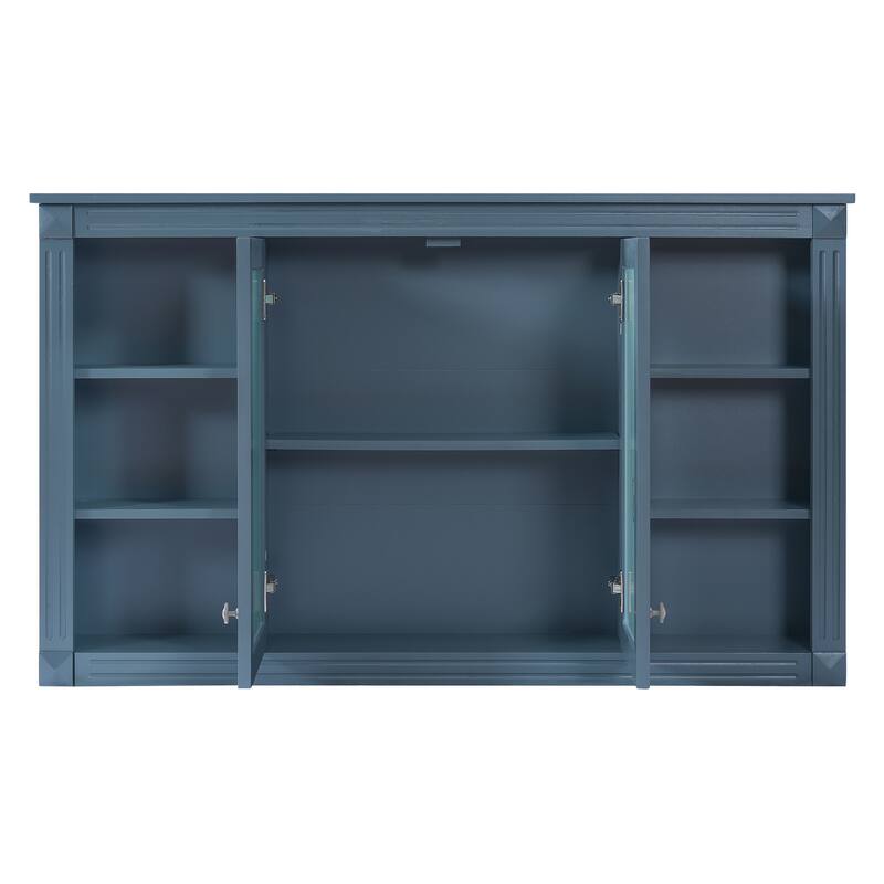 Roomfitters 47 Inch Wall Mount Medicine Cabinet, Mirror Storage with Open Shelves & Adjustable Shelf