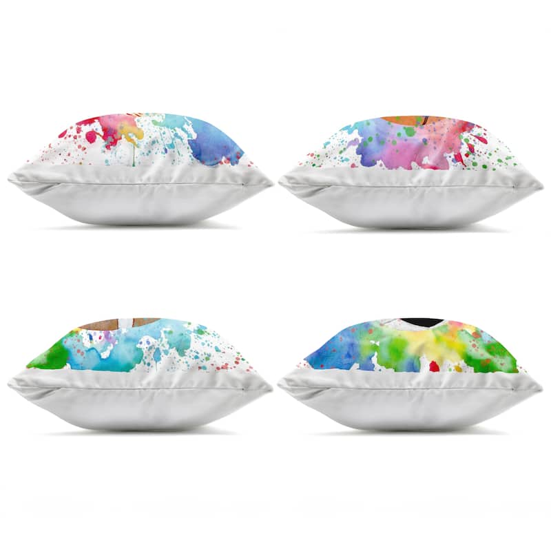 Stupell Modern Sports Balls Splash Printed Outdoor Throw Pillow Design by Kim Allen (Set of 4)