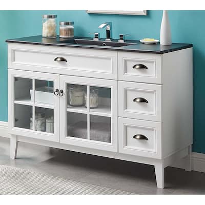 Alden 48 Inch Black Ceramic Countertop Bathroom Vanity Set