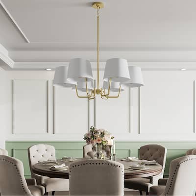 Vernitta 6-light Mid-century Modern Classic Fabric Chandelier with UL Certified - 36.5 inches