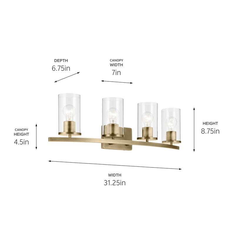 Kichler Lighting Crosby Bathroom Vanity Light with Clear Glass