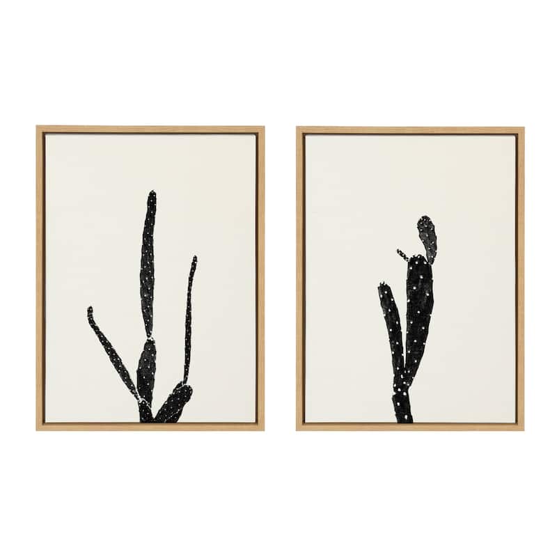Kate and Laurel Sylvie Cactus Canvas by Stephanie Klatt - 2 Piece 18x24 - Plastic - Natural