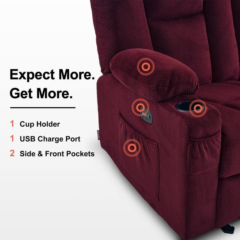 MCombo Electric Power Reclining Sofa with Massage and Lumbar Heat, Fabric 6015/6025/6035/6045