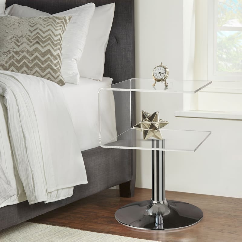 Modern Acrylic Clear Side Table C-shaped End Table - 23.6"H x 15.8"W x 15.8"L - Clear Acrylic