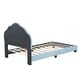 preview thumbnail 17 of 18, Twin Size Platform Bed Frame Velvet Upholstered Headboard Wooden Slats Support, Kids Wood Platform Bed Easy Assembly
