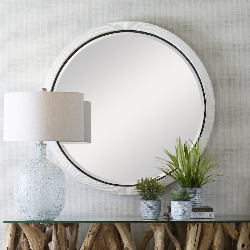 Uttermost Granada Whitewash Round Mirror - 42" dia