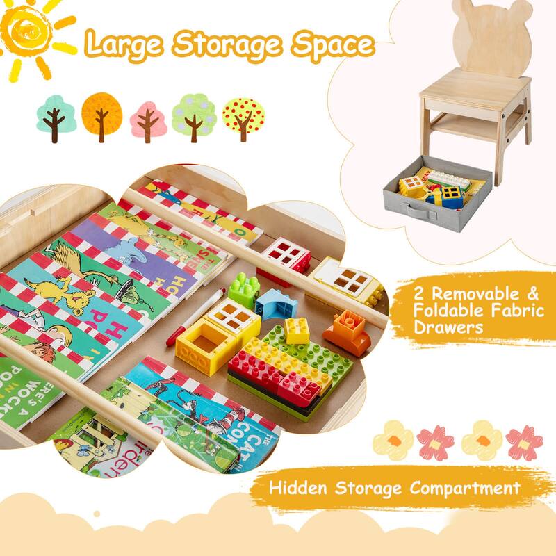 Costway Kids Table and Chairs Set 4 in 1 Children Activity Table with - See Details