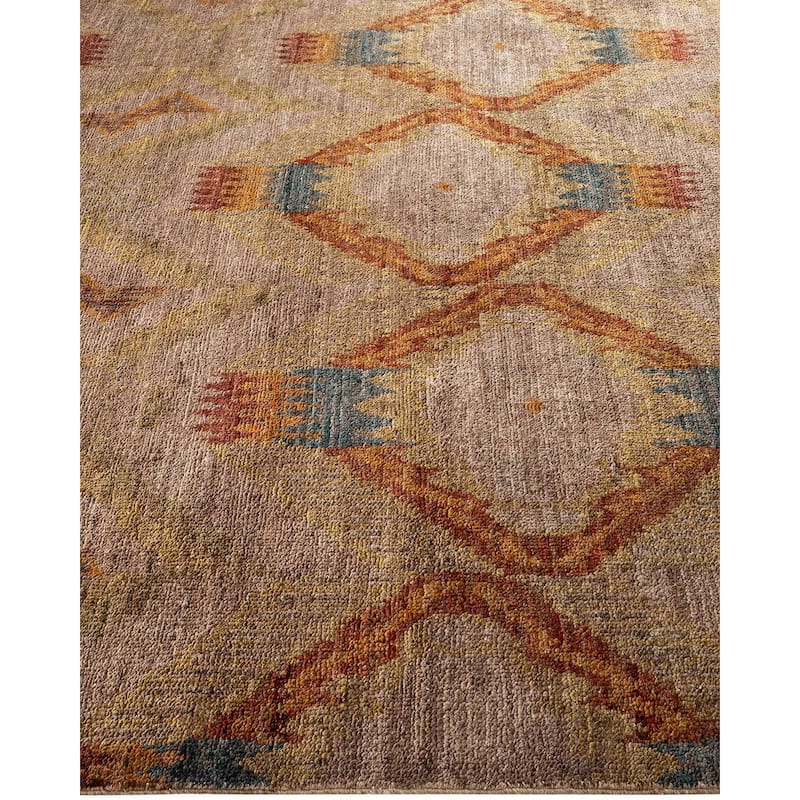 Overton Hand Knotted Wool Vintage Inspired Modern Contemporary Overdyed Gray Area Rug - 6' 2" x 9' 6"