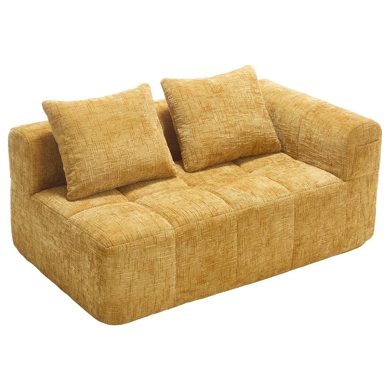 Chenille Loveseat Sofa Upholstered Deep Seat Sofa, Lounge Couch Corner Sofa Minimalist Modular Couches for Apartment