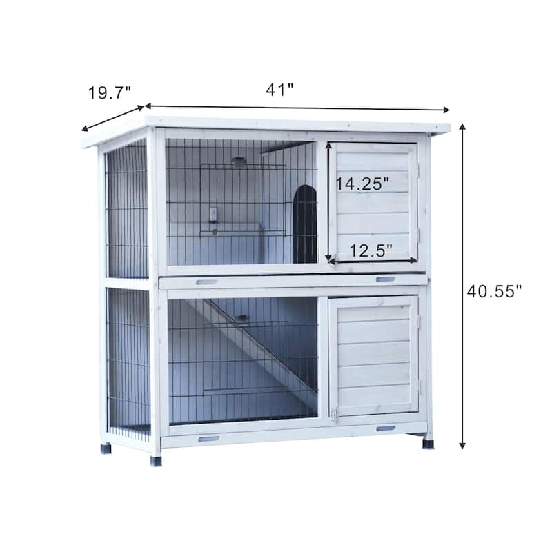 Pet Cage Outdoor 2-Story Pet Cages Indoor with Run