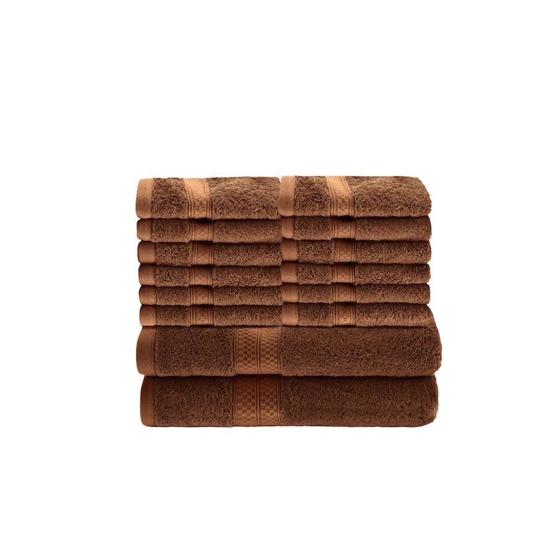 Superior 14 Piece Towel Set, Rayon From Bamboo and Cotton (2 Bath, 12 Face Towels)