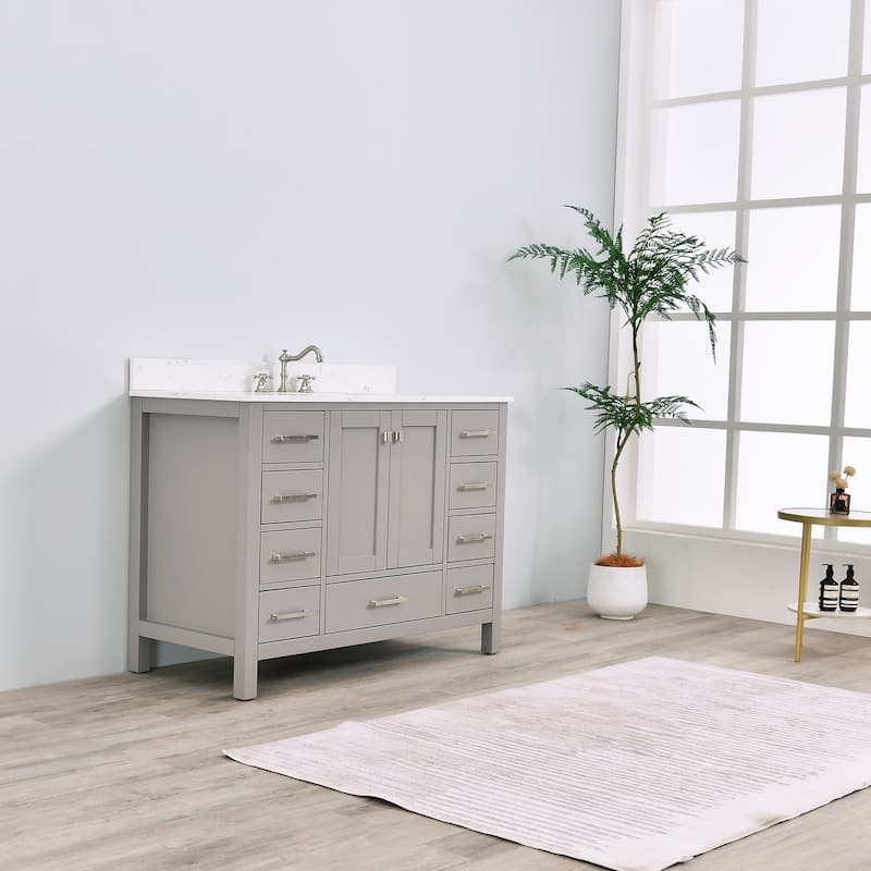 Prismosaic 48 in. Lunar Gray Vanity with Countertop & Splash, Single Sink