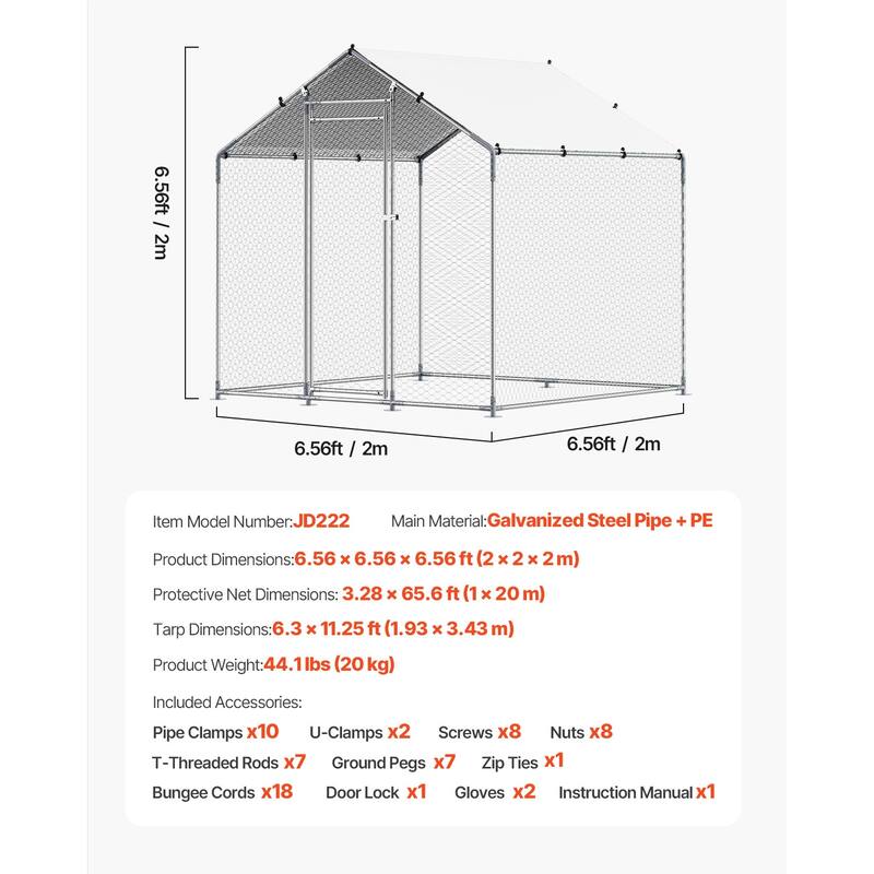 UIMOSO Metal Chicken Coop, Large Walk-in Chicken Runs with Cover, Hen House Enclosure with Security Lock