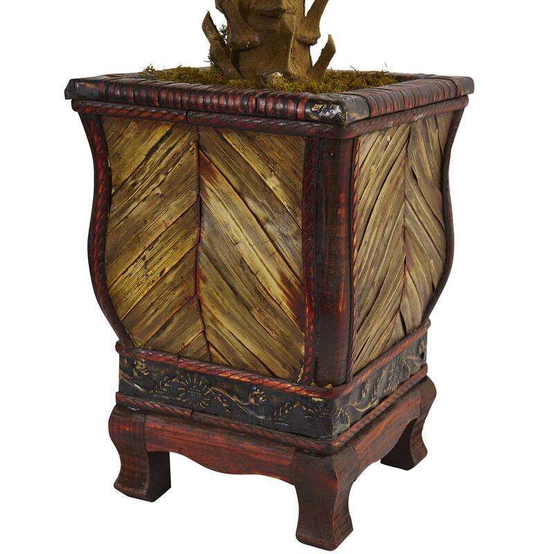 Artificial Tree 3ft, Indoor Green Plant with Wooden Planter, Tropical Decor, Home Accent, Living Room Tree - 51-60 Inches