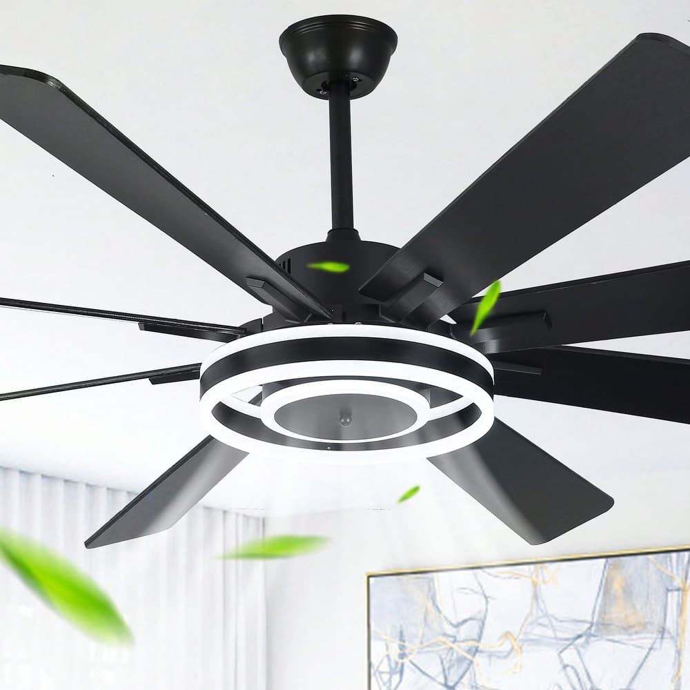 Cusp Barn 72" Modern LED Ceiling Fan with Lights and Remote, Reversible 6 Speeds Chandelier Ceiling Fan for Large Room