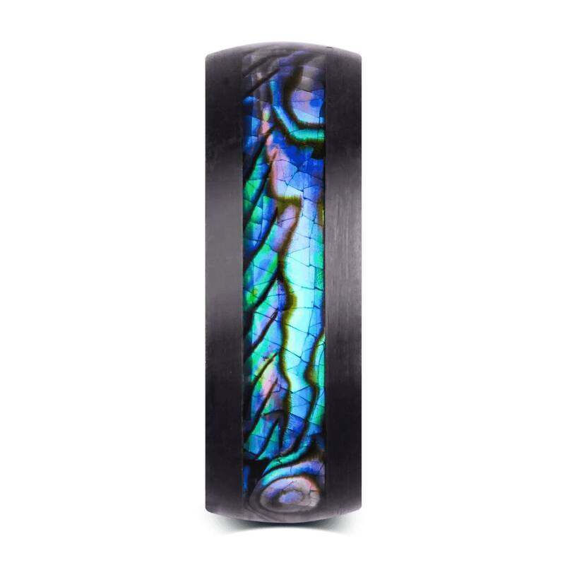 Manly Bands THE MARINER Black Zirconium with Inlay 8mm Satin Band