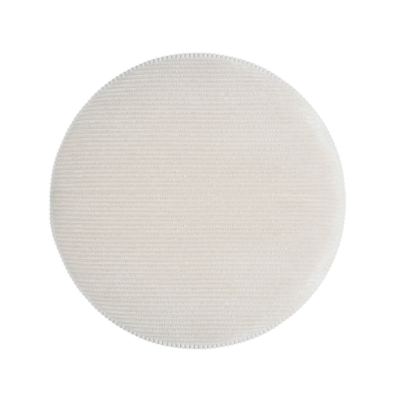 Roomfitters Upholstered Round Ottoman with Corduroy Fabric, Modern Coffee Table Footrest for Living Room