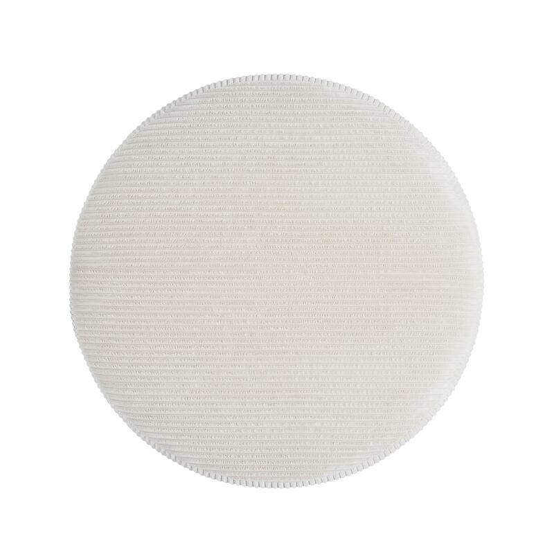 Upholstered Round Ottoman,Beige, Corduroy