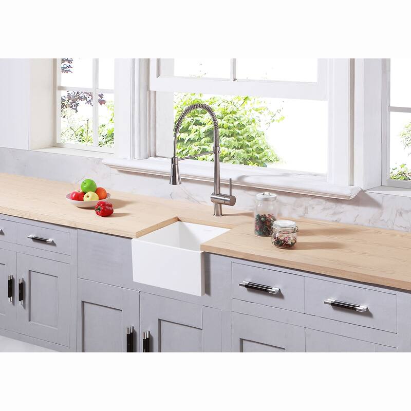Kingston Brass Arcticstone 15" Farmhouse Single Basin Solid Surface