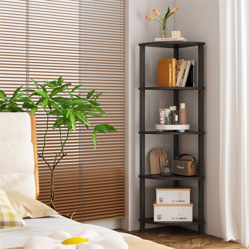 5 Tier Corner Bookshelf - 11.8"D x 11.8"W x 53.3"H