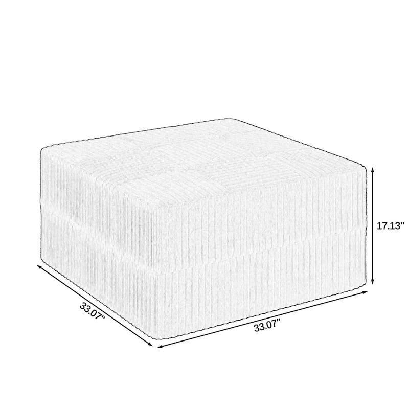 130.32" L-shaped Minimalist Comfy Compressed Modular Sectional Sofa with Square Armrests