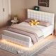 preview thumbnail 12 of 26, Floating Bed Frame with LED Lights and USB Charging,