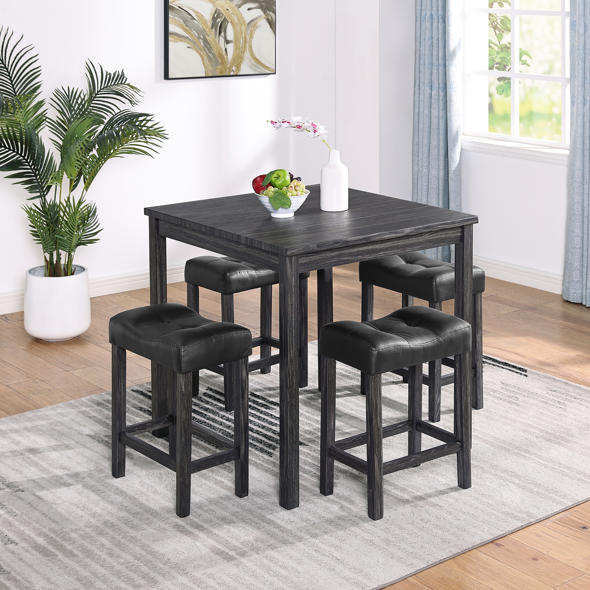 Mdoern 5 Piece Breakfast Nook Dining Sets with Square 36 Dining Table and Ergonomic Upholstered Bar Stools for Dining Room Bed Bath Beyond 39794250
