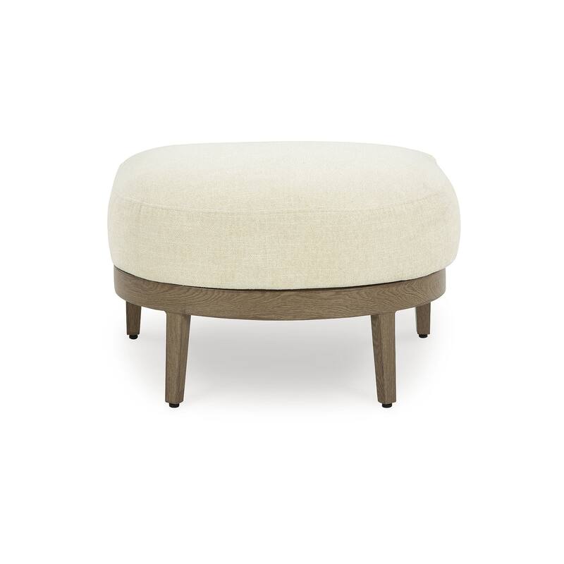 Signature Design by Ashley Serene Bay Beige/Dark Brown Outdoor Ottoman with Cushion