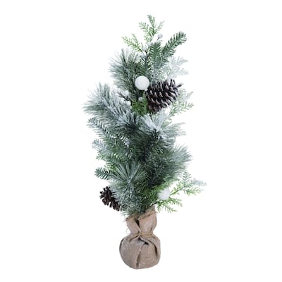Transpac Artificial 30 in. Brown Christmas Snowy Pine Tree