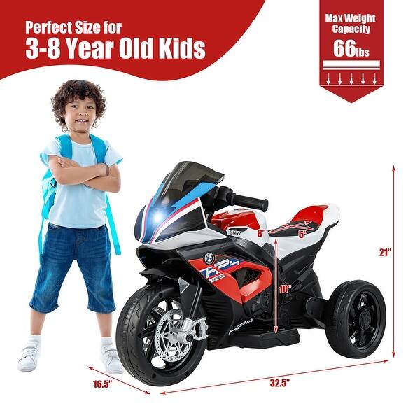 Gymax 12V Kids Ride on Motorcycle Licensed BMW 3 Wheels Electric Toy