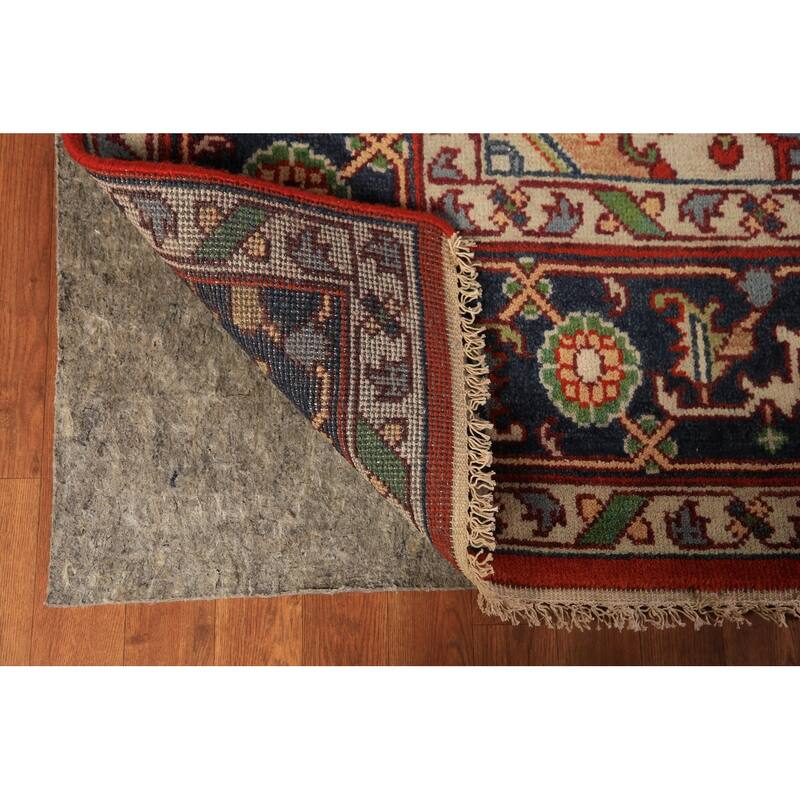 Orange Medallion Heriz Serapi Indian Rug Hand-Knotted Wool Carpet - 8'11"x 11'7"