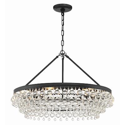 Calypso 6 Light Matte Black Chandelier - 30"W x 20"H x 30"D