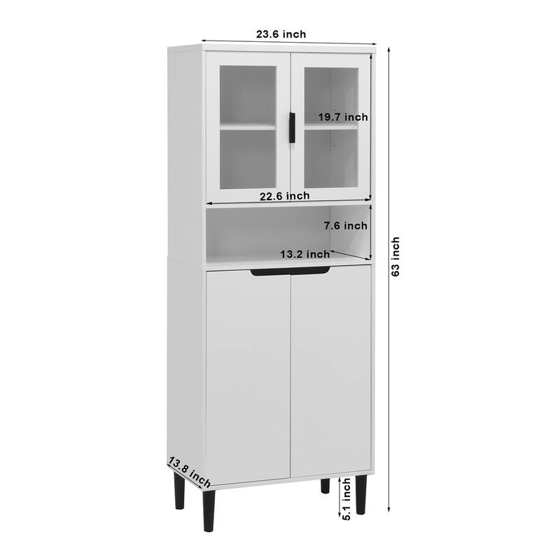 Tall Storage Bookcase w/Glass Display Door,Tall Kitchen Pantry Cabinet