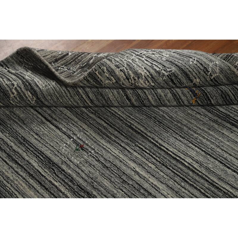 Grey Oriental Gabbeh Indian Area Rug Hand-Knotted Wool Carpet - 5'3" x 7'6"